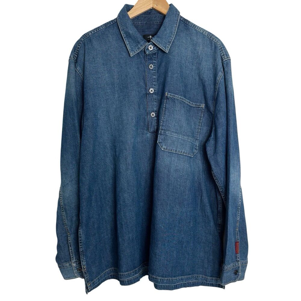 7 For All Mankind Denim Shirt Popover Workshirt XL Long Sleeve Western Unisex